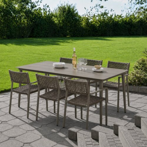 Corfu Udendørs Spisebord i Aluminium fra Lexpo Living | Sand, Brun, Sort | 90x220 cm hos uniquebeds, home & living - Billede 7