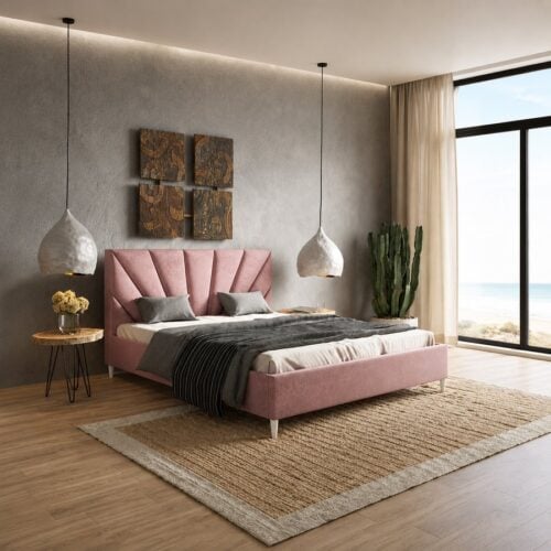 Lux Model 3 Polstret Sengeramme Fra CozyQuilt Sleep | Håndlaves i Møbelstof, Fløjl, Velour & Læder hos uniquebeds, home & living - Billede 1