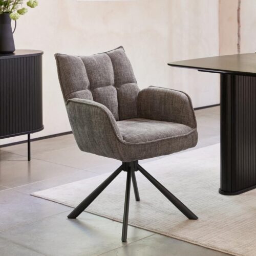Marilla Lænestol i Graphite Polyester med Drejefunktion & Ben i Sort Metal fra Unique Furniture | B59xD65xH88 cm - Billede 1