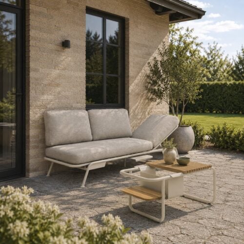 Santorini Udendørs Daybed i Aluminium med Hynde fra Lexpo Living | Oliven, Sand hos uniquebeds, home & living - Billede 3