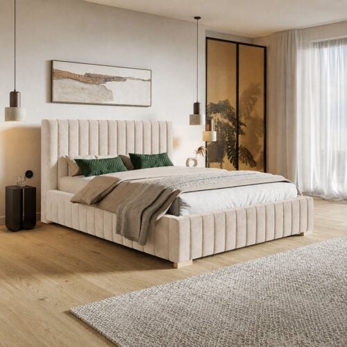 Top Model 11 Polstret Sengeramme Med Opbevaring Fra CozyQuilt Sleep | Håndlaves i Møbelstof, Fløjl, Velour & Læder hos uniquebeds, home & living - Billede 1