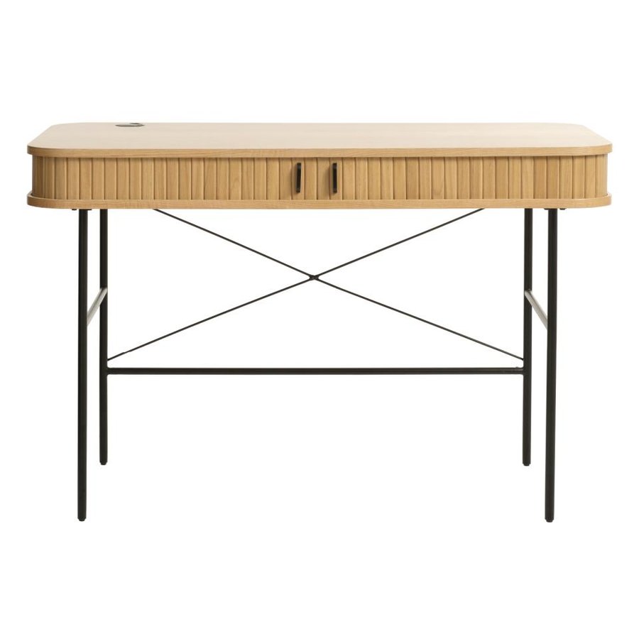 nola-skrivebord-i-natur-egetr-ben-i-sort-metal-fra-unique-furniture-b1-1 NOLA Skrivebord i Natur Egetræ & Ben i Sort Metal fra Unique Furniture | B120xD60xH75 cm - Billede 7