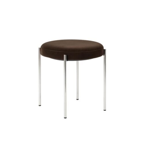 Pelican Skammel i Choko Velour & Ben i Krom fra Unique Furniture | B43,5xD43,5xH48 cm - Billede 1