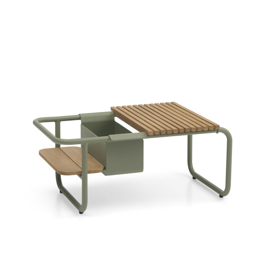 Santorini Udendørs Sofabord i Aluminium & Teaktræ fra Lexpo Living | Oliven, Sand hos uniquebeds, home & living - Billede 1