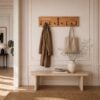 Sif snedker knagerække i massiv FSC Bøgetræ og Naturolie med 4 knager og 5 Bøjlestænger - L80 x D2,5 x H22 cm 810981-82 1