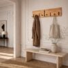 Sif snedker knagerække i massiv FSC Bøgetræ og Naturolie med 4 knager og 5 Bøjlestænger - L80 x D2,5 x H22 cm 810981-82