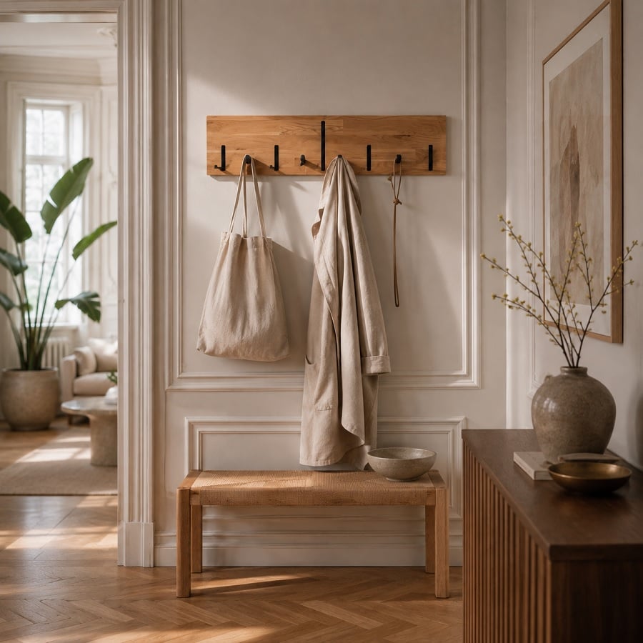 Sif snedker knagerække i massiv FSC Egetræ og Naturolie B80 x D2,5 x H 22 cm 810981-92