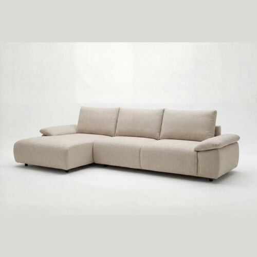 Aarhus Venstrevendt Chaise Sofa i Råhvid Stof med Dun Indlæg fra Hundevad & Co - Billede 1