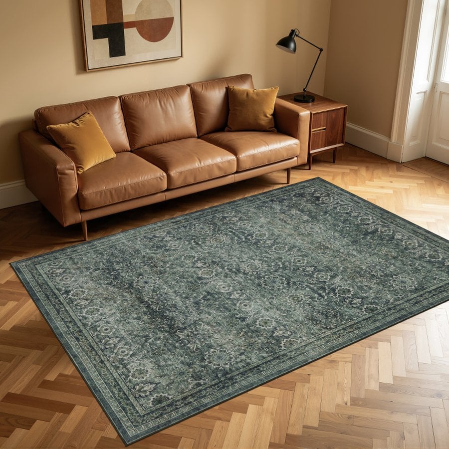 Oliver Gulvtæppe i Grøn fra Rugs by Uniquebeds, Home & Living | Flere Størrelser - Billede 7