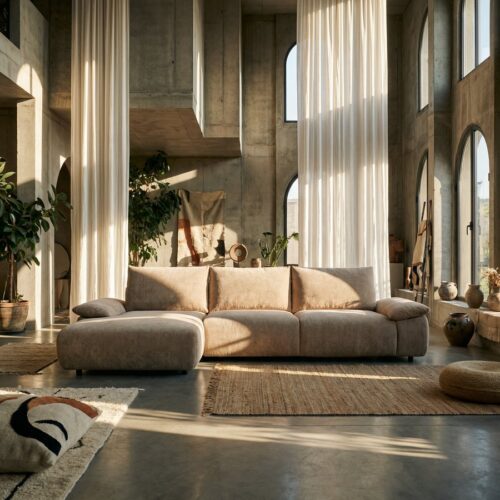 Aarhus Chaise Sofa Venstrevendt i Brun Stof med Dun Indlæg fra Hundevad & Co - Billede 1