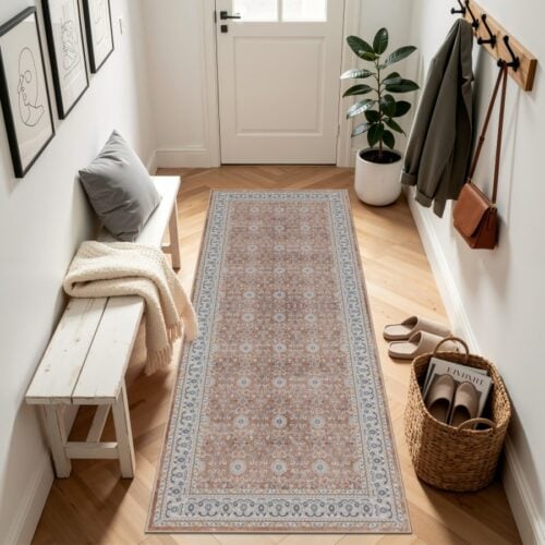 Oliver Gulvtæppe i Beige Syntetisk Materiale fra Rugs by Uniquebeds, Home & Living | Flere Størrelser - Billede 1