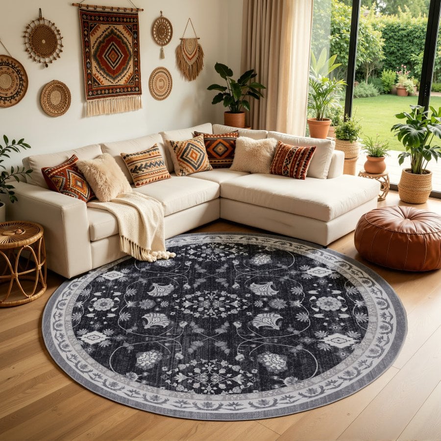 miljoe-prime-oliver-gulvtppe-i-beigegrsort-tekstil-fra-rugs-by-uniquebeds-home-livi Oliver Gulvtæppe i Beige/Grå/Sort Tekstil fra Rugs by Uniquebeds, Home & Living | Flere Størrelser - Billede 1