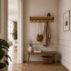 Sif snedker Hattehylde i massiv FSC Egetræ og Naturolie med 1 Bøjlestang og 6 Knager fra Organic Sleep B80 x H22 x D2,5 cm 810982-92 1