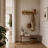 Sif snedker Hattehylde i massiv FSC Egetræ og Naturolie med 1 Bøjlestang og 6 Knager fra Organic Sleep B80 x H22 x D2,5 cm 810982-92