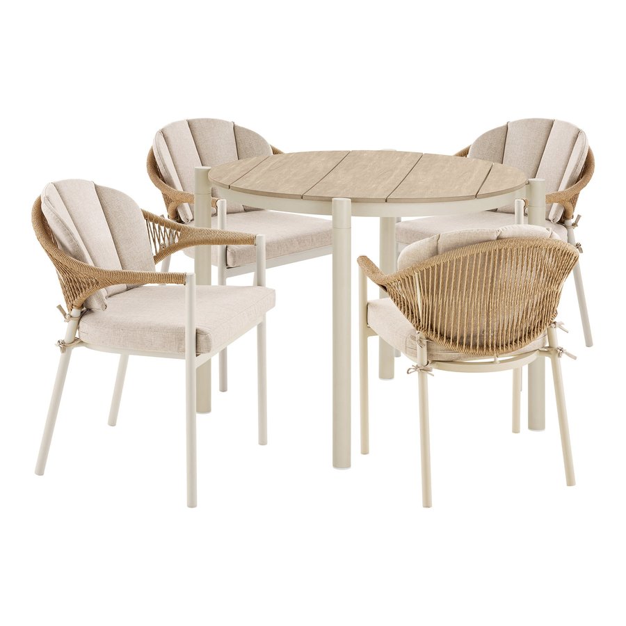 Abela Havemøbelsæt med Abela Spisebordsstole i Sand/Natur Nonwood & PE Rattan fra House Nordic | 4 Stole & 1 Bord - Billede 4
