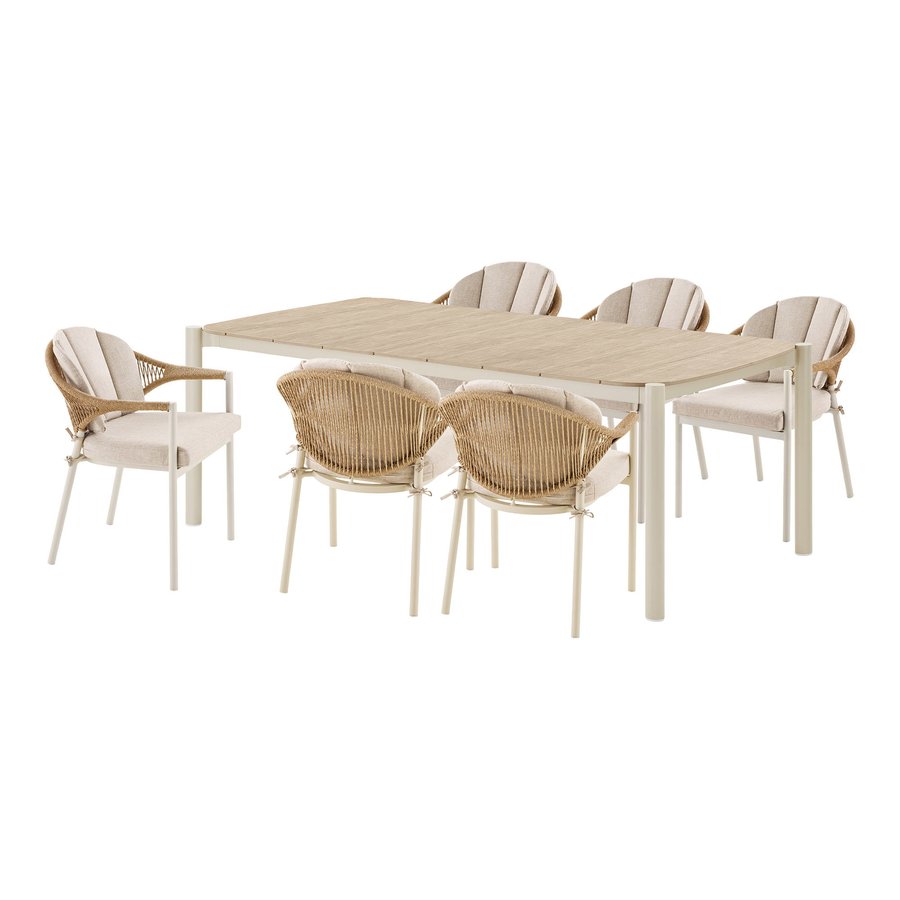 Abela Havemøbelsæt med Abela Spisebordsstole i Sand/Natur Nonwood & PE Rattan fra House Nordic | 6 Stole & 1 Bord - Billede 4