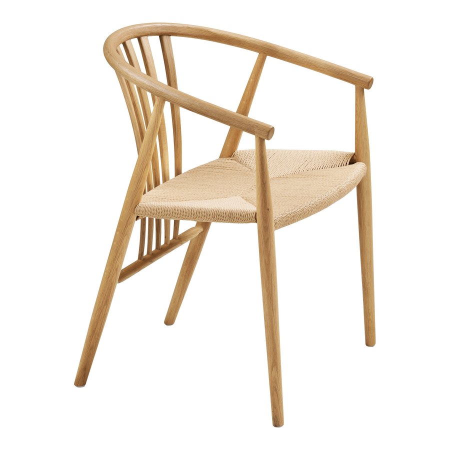 Agustin Spisebordsstol i Natur Egetræ med Naturflet fra House Nordic | B57xL52xH78 cm - Billede 6