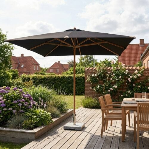 1Orlando Parasol i Sort Robust UV-Dug og Massiv Træ Fra House Nordic | 300x300 cm - Billede 1