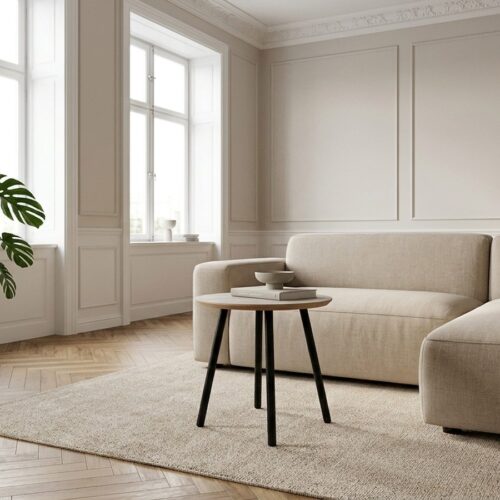 Aalst Sidebord med Travertin Look Fra House Nordic | MDF - ø40x44 cm - OUTLET - Billede 1