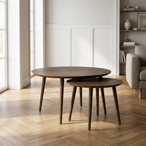 Adda Indskudsborde i Røget Egetræ (Sæt af 2) fra Unique Furniture | Ø88xH45cm - Billede 1