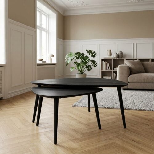 Adda Indskudsborde i Sort Egetræsfiner (Sæt af 2) fra Unique Furniture | B100xD70xH45cm - Billede 1