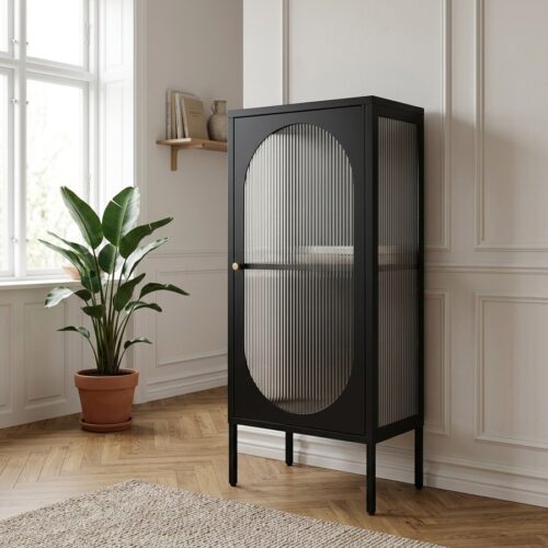 Adelaide Vitrineskab i Sort Metal med riflet Glas fra House Nordic | 50x35x110 cm - Billede 1
