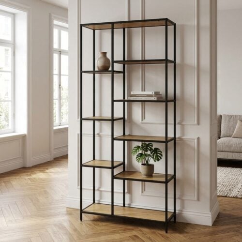 Altino Reol i Vildeg Melamin med Sort Metalstel fra Unique Furniture | B80xH180xD35cm - Billede 1