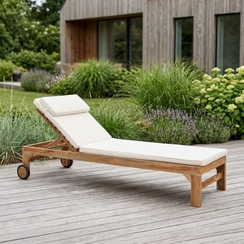 Andorra Solvogn i Teak og Bomuld fra House Nordic | L200xB62xH30cm ( med Solvognshynde) - Billede 1
