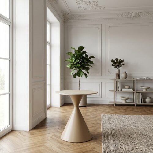 Annecy Hjørnebord i Sand Keramik & Stel i Stål fra House Nordic | Ø 50x56 cm - Billede 1