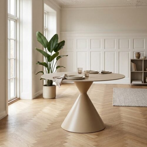 Annecy Spisebord i Sand Keramik & Stel i Stål fra House Nordic | Ø 120x76 cm - Billede 1