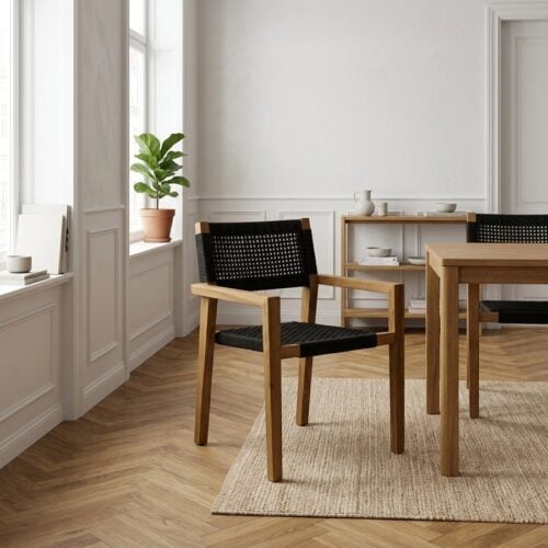 Anzio Spisebordsstol i Sort/Natur fra House Nordic | 57x60x83cm - Billede 1