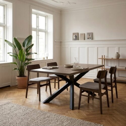 Arno Spisebord i Røget Egetræ med Sort Metalkrydsstel fra Unique Furniture | B90xL180xH75cm - Billede 1