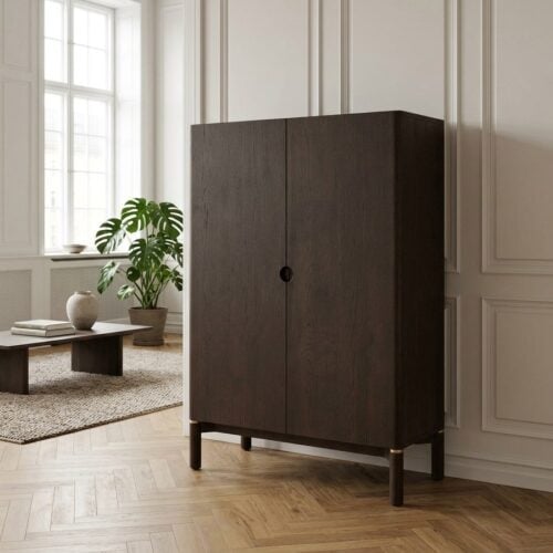 Arun Aires Skab i Espresso Olieret Egetræ fra Unique Furniture | B90xD45,5xH130cm - Billede 1