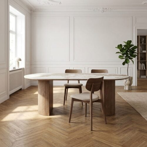 Athens Spisebord i Hvid/Brun Keramik fra House Nordic | BDH 100x210x76 cm - Billede 1
