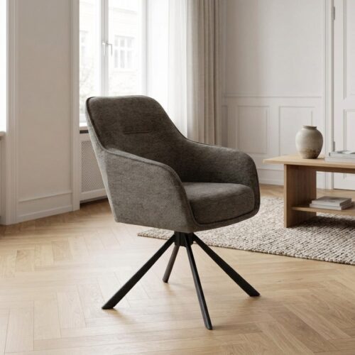 Avola Lænestol i Grafit Polyester med Drejefod i Sort fra Unique Furniture | B59xD65xH89 cm - Billede 1