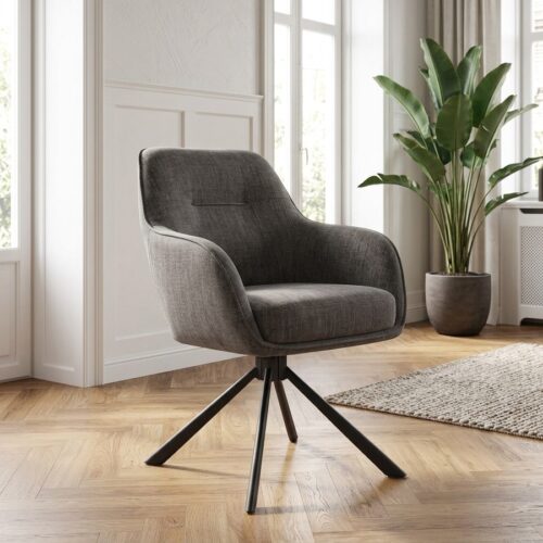 Avola Lænestol i Grafit Polyester med Drejefunktion & Ben i Sort Metal fra Unique Furniture | B59xD65xH89 cm - Billede 1