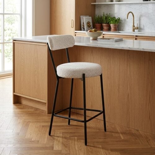 Badalona Counterstol/Barstol i Hvid Bouclé Fra House Nordic | 39x46x90 cm - Billede 1