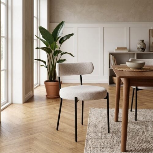 Badalona Spisebordsstol i Hvid Bouclé Fra House Nordic | 49,5x47x72,5 cm - Billede 1
