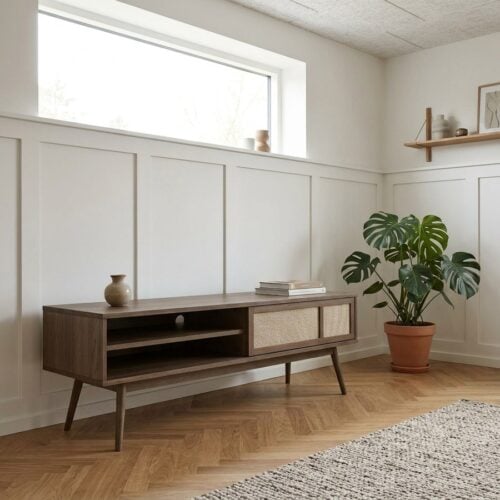 Barrali TV-bænk i Røget Eg og Rattan fra Unique Furniture | B150xH50xD45cm - Billede 1