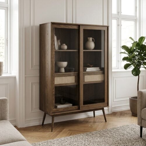 Barrali Vitrineskab i Røget Egetræ og Glas fra Unique Furniture | 40x110x160cm - Billede 1
