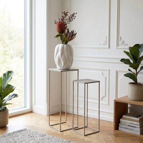 Beja Blomsteropsats i Sandfarvet Stål Fra House Nordic | Sæt af 2 - ø19/22x50/60 cm - Billede 1