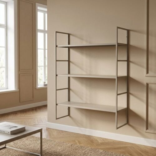 Beja Væghylde i Sandfarvet Stål Fra House Nordic | 3 hylder - 48x17x55 cm - Billede 1