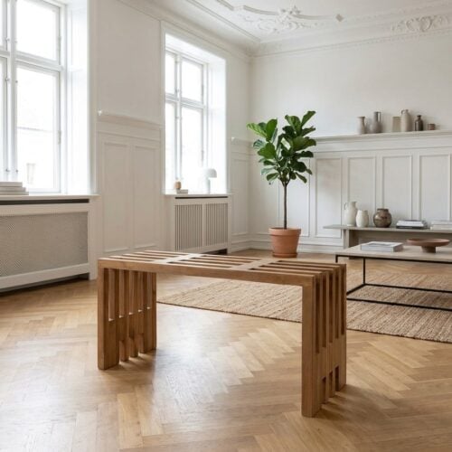 Benidorm Bænk i Genbrugsteaktræ fra House Nordic | L90xB30xH49cm - Billede 1