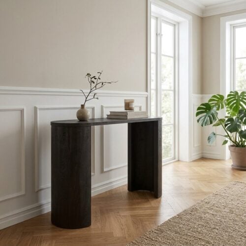 Bibione Konsolbord i Mørkebrun MDF og Decorpapir med Brune Træben fra House Nordic | L114xB38xH75cm - Billede 1