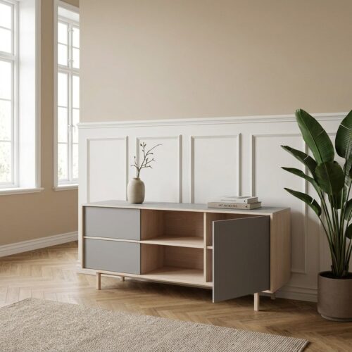 Bilbao Skænk i Hvidpigmenteret Egetræ fra Unique Furniture | B180xH75xD45cm - Billede 1