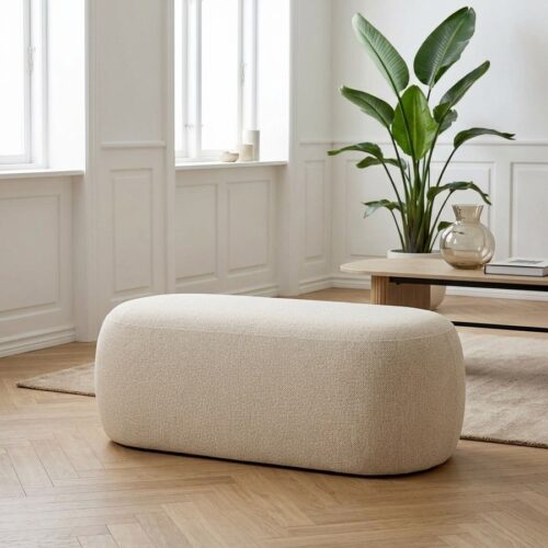 Blossomville Bænk i Sand Polyester og Fyrretræ fra House Nordic | L100xB50xH38cm - Billede 1