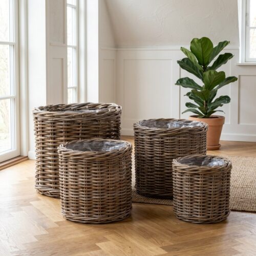 Boger kurve i naturflet fra House Nordic | 4stk. ø40-35-29-25xH35-30-25-20 cm - Billede 1