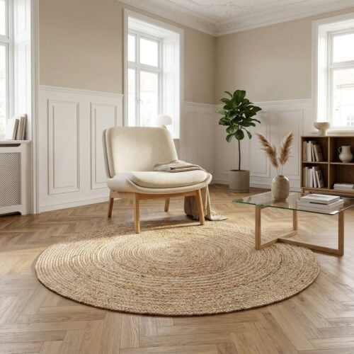 Bombay Tæppe i Flettet Jute fra House Nordic | Ø90 cm - Billede 1