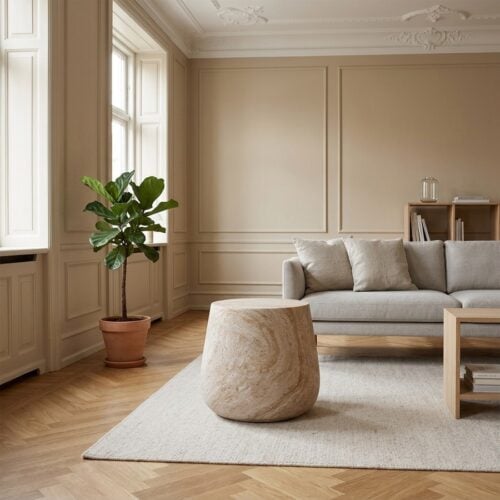 Bonn Sidebord / Sofabord i Naturfarvet Fiberclay fra House Nordic | Ø47,5xH41cm - Billede 1