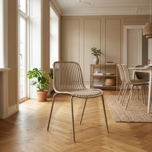 Branson Spisebordsstol i Sandfarvet PP & Stål fra House Nordic | L55xB46,5xH82cm - Billede 1